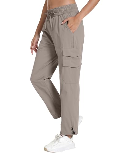 Image of Women's Joggers with Pockets, Hiking Cargo Water Resistant Lightweight Pants for Women Workout Athletic Travel Camping