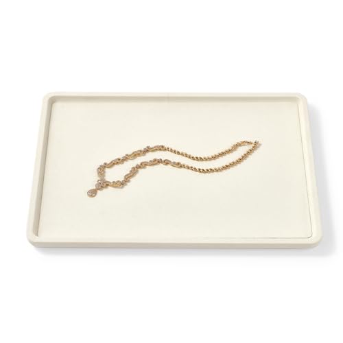 Microfiber Jewelry Trays Large Jewelry Display Tray Stackable Jewelry Bracelet Necklace Tray Organizer Ring Earring Necklace Organizer Tray Jewelry Trays For Drawers (Beige