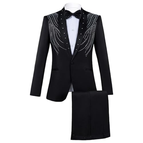 Costume de mariage homme élégant à strass ensemble slim fit 2 pièces