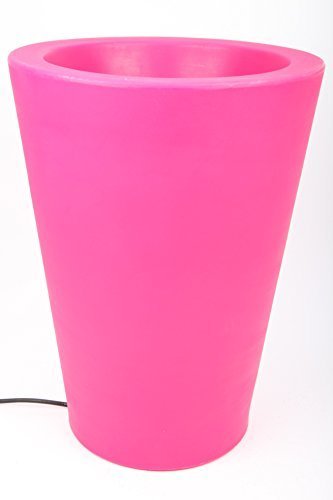 point-garden Beleuchteter Blumentopf aus Kunststoff, Pflanzkübel pink