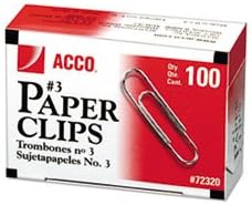 Acco Economy #3 Clips de papel 100Pkg-Smooth Silver .937"