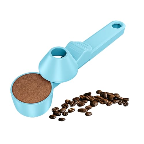 Image of Coffee Scoop & Funnel for Reusable K Cup Refillable Coffee Pods, Coffee Measuring Spoon 2 Tablespoon Capacity, Scoop with Funnel for Ground Coffee, Protein Powder, Tea (Blue, 1 Pack)