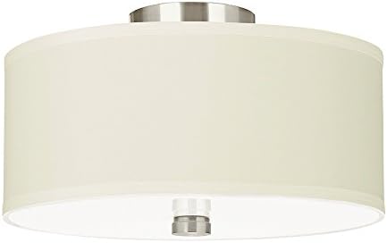 Sea Gull Lighting 77262-962 Dayna Shade Pendants Two-Light Flush / Semi-Flush Convertible with White Acrylic Diffuser and Faux Silk Fabric Shade, Brushed Nickel Finish