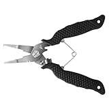 FLISSA フィッシングプライヤー 釣りプライヤー 釣りペンチ スプリットリングプライヤー フックはずし 針外し ラインカッター ロック機構 多機能 防錆