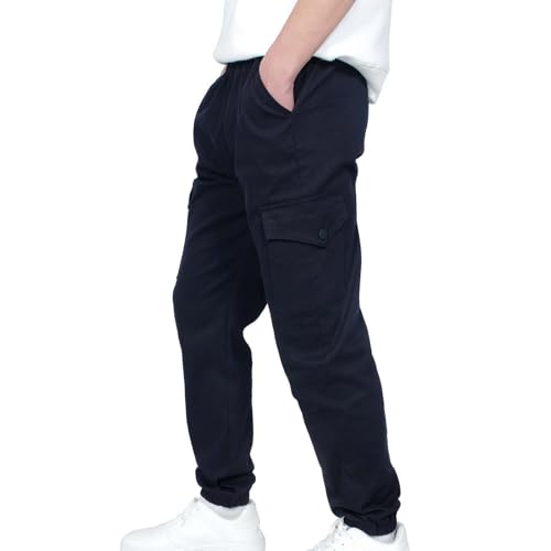 Boys Cargo Pants Stretch Elastic Waist Twill Joggers Comfortable Durable School Play Casual Trousers for Kids4