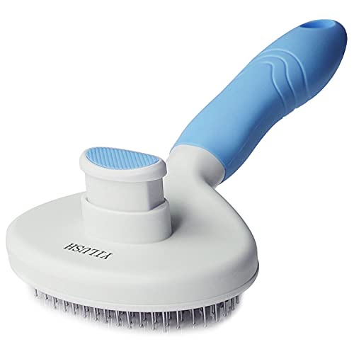 YILUSH Dog Cat Self Cleaning Slicker Brush Undercoat Brush with Short to Long Hair, Helps Reduce Tangles, Pet Shedding Tool (Blue)