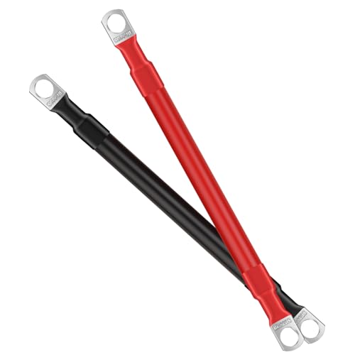 Zrigiwr 2AWG 7-Inches Battery Cables Set, (1 Positive & 1 Negtive) with 3/8" M10 Lug Terminals, Power cord inverter jumper cables, Battery Cable for Car, Truck, Solar, Marine, Lawn Mower, RV