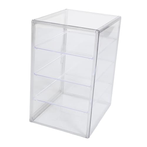 GRIRIW 4-tier Adjustable Pastry Display Case Magnetic Door Bread Storage Box Kitchen Countertop Bakery Display Acrylic Dessert Holder