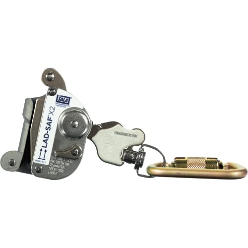 3M DBI-SALA 6160030 Lad-Saf Sleeve with Carabiner, Cam and Inertial Locking Fits 3/8 and 5/16 Diameter, Silver