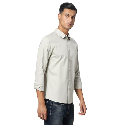 Image of Being Human White Slim Fit Regular Collar Men's Shirt Clothing