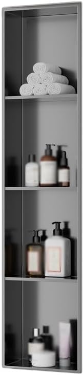 Stainless Steel Shower Niche with Light Recessed Waterproof Tile-Free Wall-Mounted Organizer Caddy for Home Hotel Bathroom Kitchen Storage