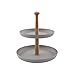 Produktbild Point-Virgule Etagere mit 2 Ebenen zum Servieren von Brownies oder anderen Desserts, Küchendeko Ständer mit Bambusschalen, Ø 19 cm und Ø 25 cm, inklusive Stangenset Grau