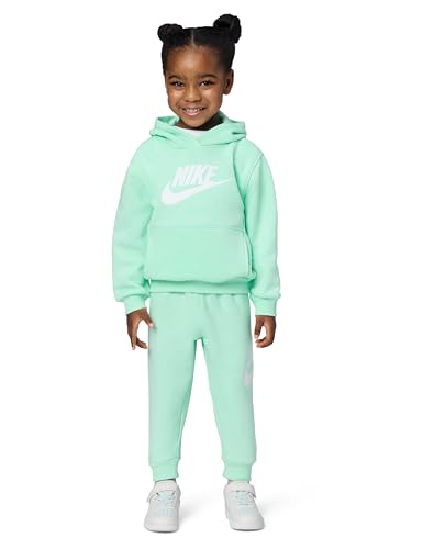 Image of Nike Kids' Sportswear Club Fleece Pullover Hoodie and Joggers 2-Piece Outfit Set (Large Swoosh Logo)