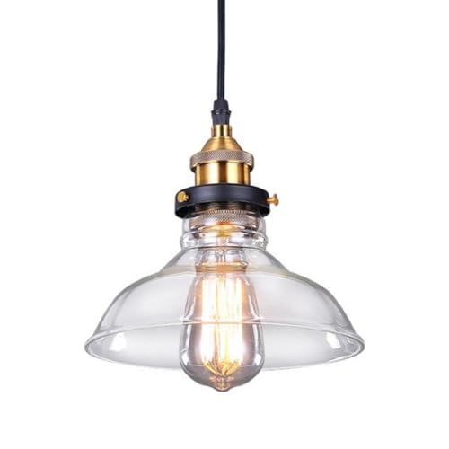 TOKTOP Lampadario a sospensione in vetro, lampadario per soggiorno, vintage, paralume in trasparente, per interni a sospensione, E27 plafoniera per camera da letto, cucina, sala da pranzo