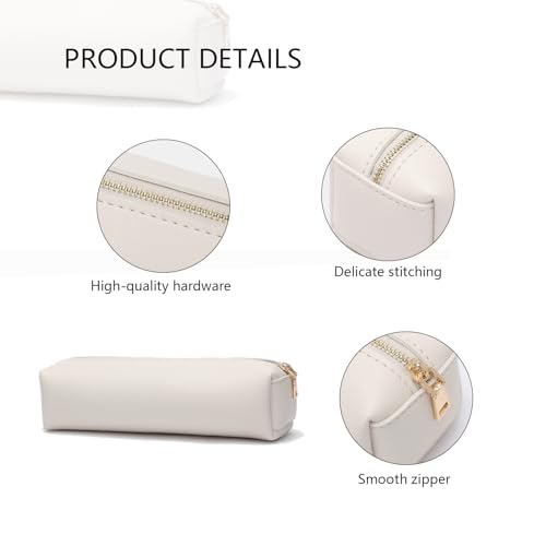 Image of Pencil Case Small Zipper Pen Pouch for School Office Art Supplies Stationery Organizer Bag for Pens Markers(Green /Faux Leather)