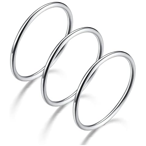 MADEONE ✦Mothers Day Gifts Thin Rings Thumb Rings For Women Size 2-11 925 Sterling Silver 14K Gold Plated High Polish Minimalist Stackable Rings 1mm Ring Engagement Ring for Women. Cover