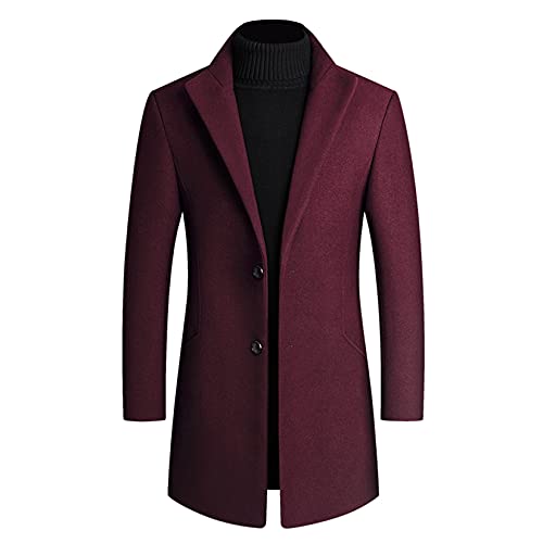 Image of Lu's Chic Men's Single Breasted Trench Coat Button Down Overcoat Warm Dress Pea Coats