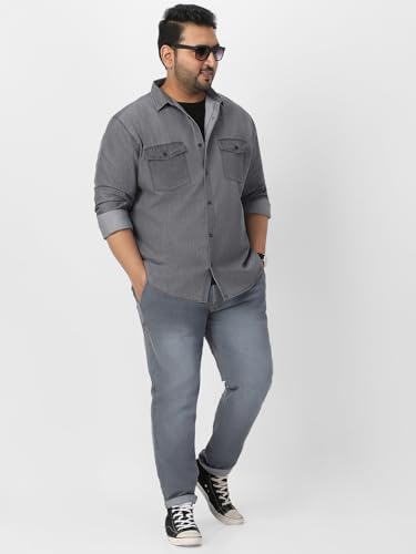 Image of Urbano Plus Men's Full Sleeve Regular Fit Casual Denim Shirt