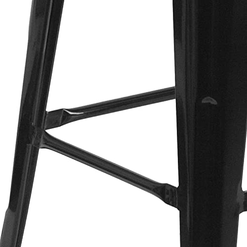 Flash Furniture Butaco Metal Negro con Asiento Cuadrado de Madera 30" Alto miniatura 6