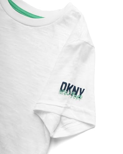 Image of DKNY Boys 3 Piece Button Down Shirt Crewneck Tee and Twill Shorts Set | Woven Button Down, Soft Tee and Matching Shorts, Breezy Lightweight Comfort for Everyday Summer Wear and Play