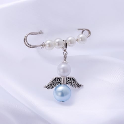 Ralukiia Something Blue Angel Memory Bouquet Charm, Wedding Day Hug from Heaven, Guardian Angel Charm, Memorial Gift for Bride, Wedding Gift from Deceased Mom or Dad, Remembrance Gifts3