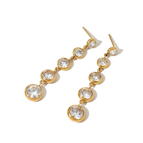 Gold Silver Rhinestone Earrings Long Sparkly Tassel Earrings for Women