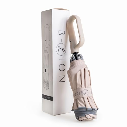 B LION Paraguas Plegable Invertido con 10 Varillas Reforzadas, Banda Reflectante, Apertura y Cierre Automático, Antiviento y Mango con Hebilla – Fácil de Llevar para Hombre y Mujer