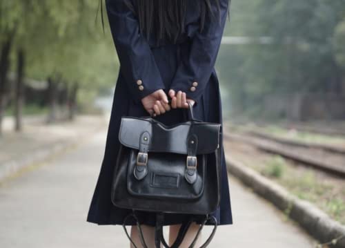 Black Backpack Bag Leather Backpacks Casual Adjustable Shoulder Bookbag Tote Messenger Bag2