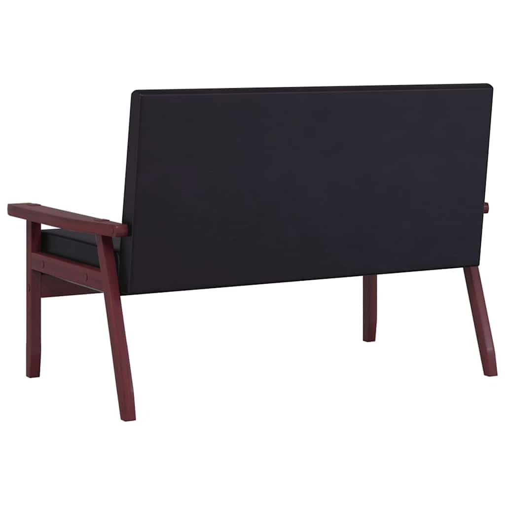 Sofá de 2 plazas de fácil cuidado en piel sintética negra con estructura de madera resistente para una estabilidad duradera y una experiencia de asiento cómoda