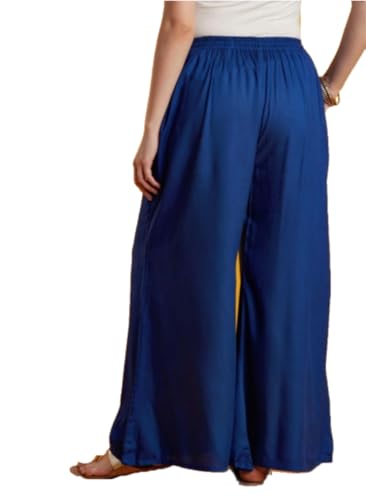 Image of TNQ Full Flared Cotton Palazzo Pants || Gold Print Printed Sharara Garara || Ethnic Or Casual Wear