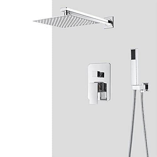 Colonne de douche effet de pluie 10 pouces chromée et mitigeur mural baignoire chic