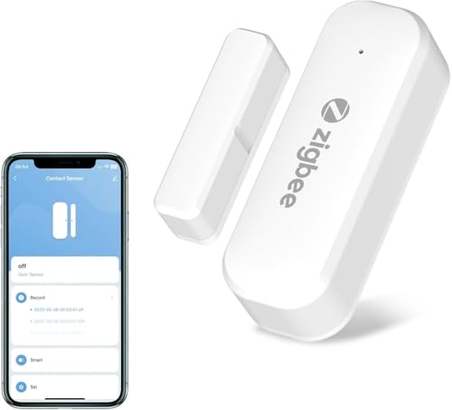 Tuya Zigbee Door and Window Sensor, Wireless Mini Contact Sensor, Works with Tuya Smart Life, Compatible with Alexa/Google Assistant 1Pack