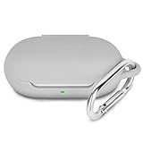 AIRSPO Silicone Case Cover for Galaxy Buds+ Plus(2020)/Galaxy Buds(2019) Samsung Galaxy Earbuds Protective Skin with Carabiner Keychain(Light Grey)