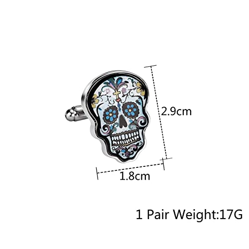 Manchetknopen en Stud Set, Mens Manchetknopen Vintage Rvs Schedel Vintage Smoking Manchetknopen Zakelijke Gift 2.9X1.8CM, Geen edelsteen - Image 3