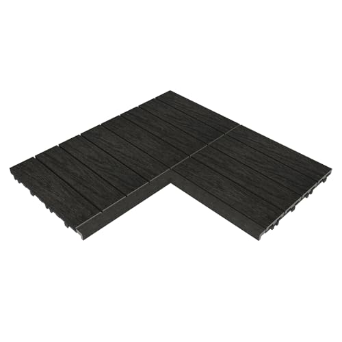 NewTechWood 1 in. x 1 ft. Quick Deck Composite Deck Tile Inside Corner Trim (2-Pieces/Box) (Indian Ebony)