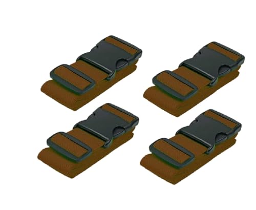 Image of Luggage Straps: Secure Your Belongings, Made Seat Belt Material Size 2 inch X6.5FT Color + 1 ADD A Baggage Belt(1 inchX20 inch Black) (Brown, 4 Pack)