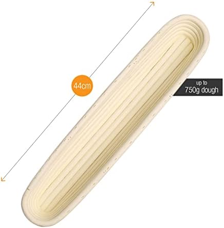Amazy Proofing basket including instructions with recipes - the ideal proofing basket for bread dough made of natural wicker (baguette diameter 30 cm) - with linen insert