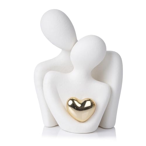 Lufdegim Romantische Paar Statue Abstrakte Skulptur Mini-Paar-Statue Wohnzimmer Deko Moderne Keramik Figuren Paare Skulptur für Hochzeitsdeko Heimdekoration Romantische Geschenke