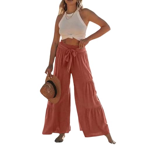 Zhyaj Women's Belted High Waist Cotton Pants...