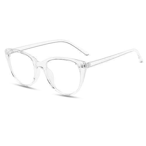 TECH-LINE-DIRECT FASHION ACCESSORIES Gafas de ojo de gato con montura de gafas para mujer, lentes ópticas, lentes transparentes, Marco transparente + lente transparente, Talla única
