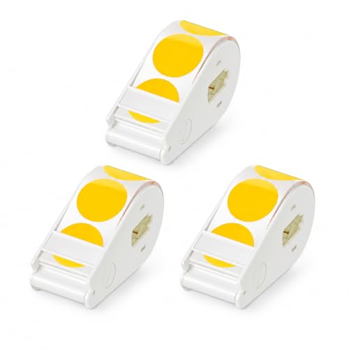 Image of Suitable for Lucky Sticker Transparent dot Sticker Dispenser. Includes 900 Pieces of 1-inch Yellow dot Stickers, Round Color-Coding Labels, Ideal for Offices and classrooms.