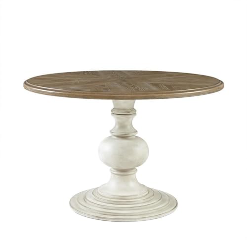 Starlight Canyon Home Brown Round Pedestal Dining Table with Wood Veneer and MDF Top, Ideal for Dining Room, Rustic or Modern Indoor Dining Spaces