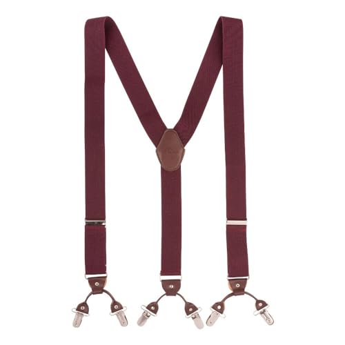 Image of The Tie Hub Suspenders for Men | Slim Clip-On Y-Back Elastic Braces | Adjustable 1.25 Inch | Formal Wedding Office
