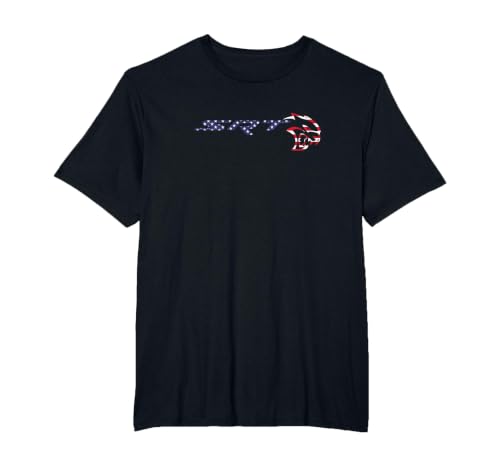 Dodge SRT Hellcat Stars and Stripes T-Shirt, Men's Big and Tall, Black, 5X Tall