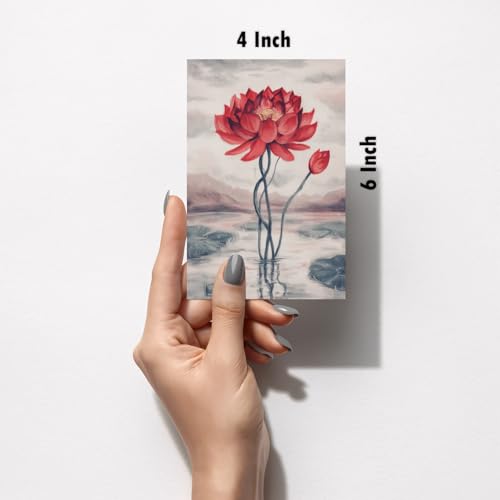 Image of SiddArtify Lotus Flower Wall Art Prints Set - Botanical Poster Decor for Living Room Bedroom Office - Set of 2-4x6 Inch - Board (Pack of 6) - Sticker (Pack of 6)