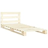 vidaXL Cama de madera maciza de pino, muebles de palé, cama de madera maciza, cama futón, marco de cama, cama individual, 90 x 200 cm