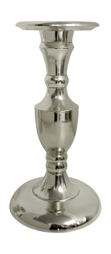 Image of Gold Plated Large Candle Stand /Candle Holder /Modern Design Candle Pillar Candle Holder for Home Decoration (Medium (9 inches), Silver (Nickle))