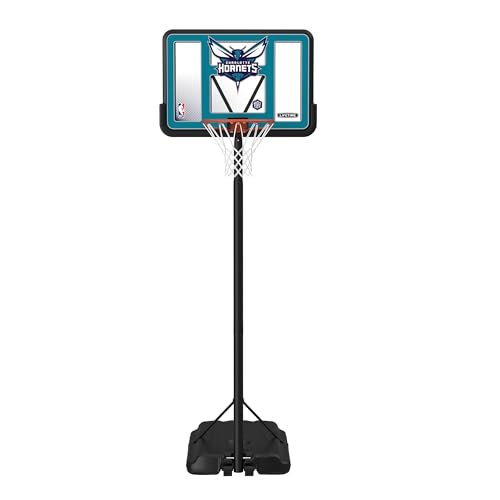 Image of Lifetime NBA Charlotte Hornets Portable Basketball Hoop, Adjustable Height 7.5-10 Ft, 44 Inch Shatterproof Fusion Backboard, Base with Wheels