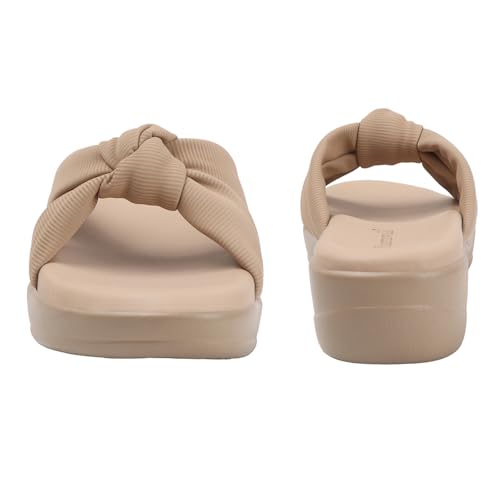 Image of Women's Wedge Slip-On Sandals with Knot Strap | Comfortable Casual Platform Slippers for Girls & Women