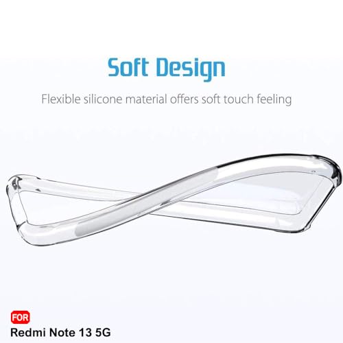 Image of TheGiftKart Back Cover Soft Case for Mi Redmi Note 13 5G | Best Camera Protection | Inbuilt Dust Plugs & Anti-Slip Grip | Ultra Slim Back Cover Case for Redmi Note 13 5G (Silicone, Transparent)